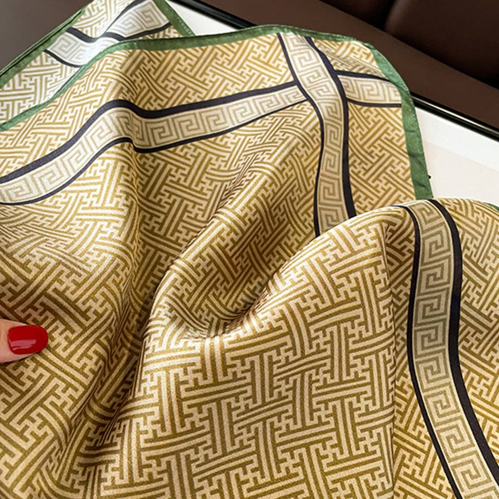 Silk Square Scarf - Maze Print Summer Wrap_CWASC0611