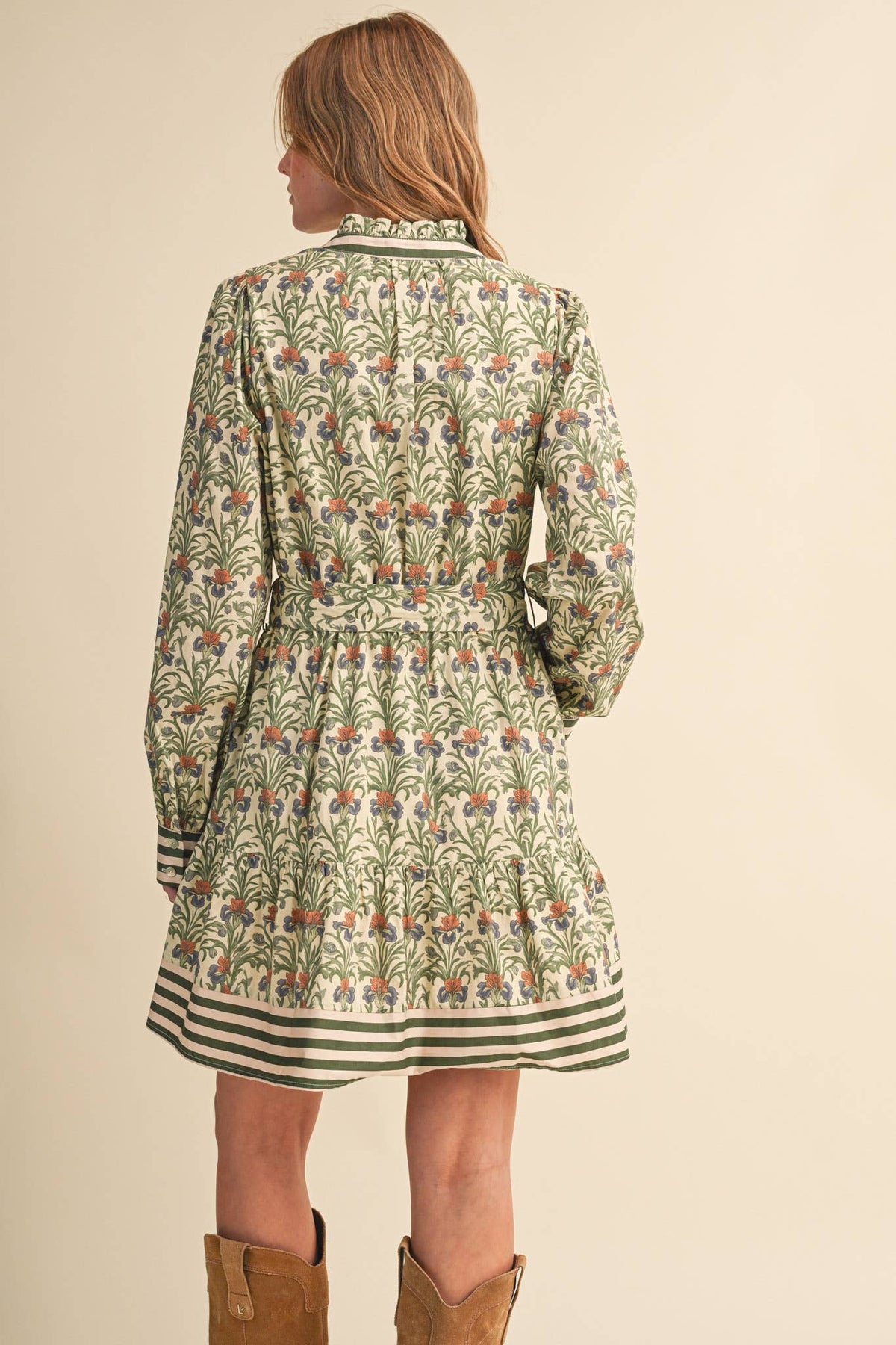 FLORAL BUTTON DOWN BELTED MINI DRESS MDR5271