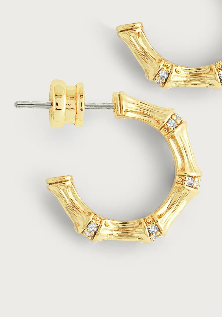 Bamboo Huggie Hoop Earrings
