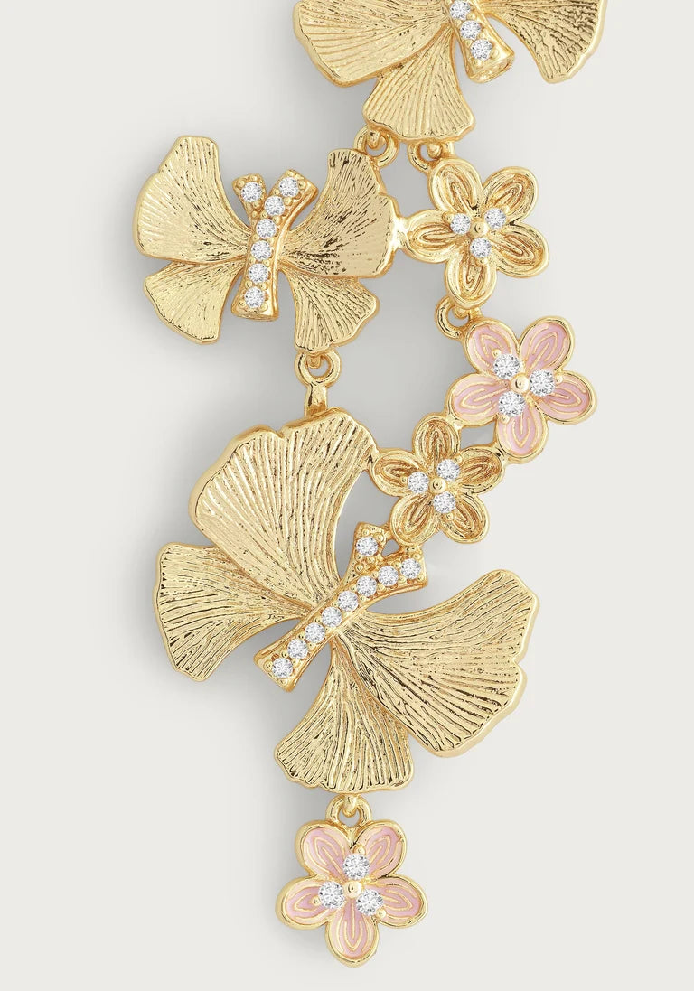 Butterfly with Flowers Dangle Earrings