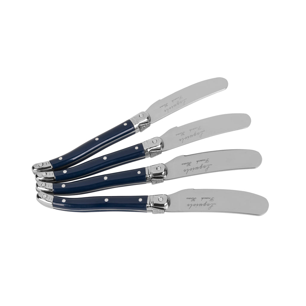 French Home Laguiole 4-Piece Spreader Set with Navy Handles