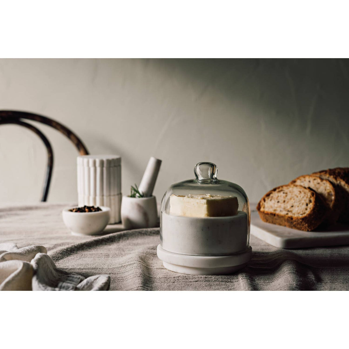 White Marble Butter Dish