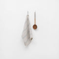 Grey Blue Wide Stripe Rustic Linen Kitchen Towel