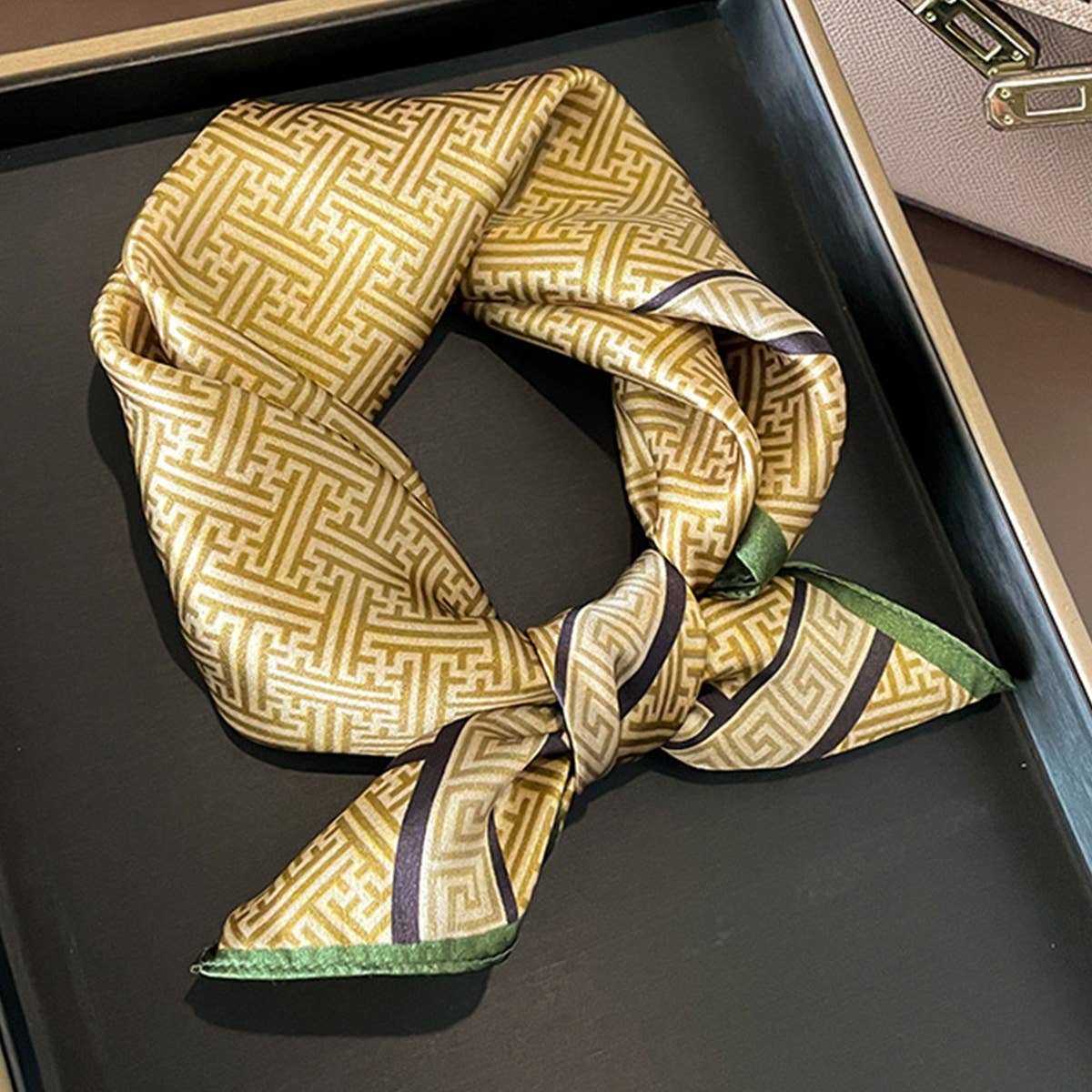 Silk Square Scarf - Maze Print Summer Wrap_CWASC0611