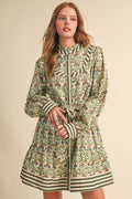 FLORAL BUTTON DOWN BELTED MINI DRESS MDR5271