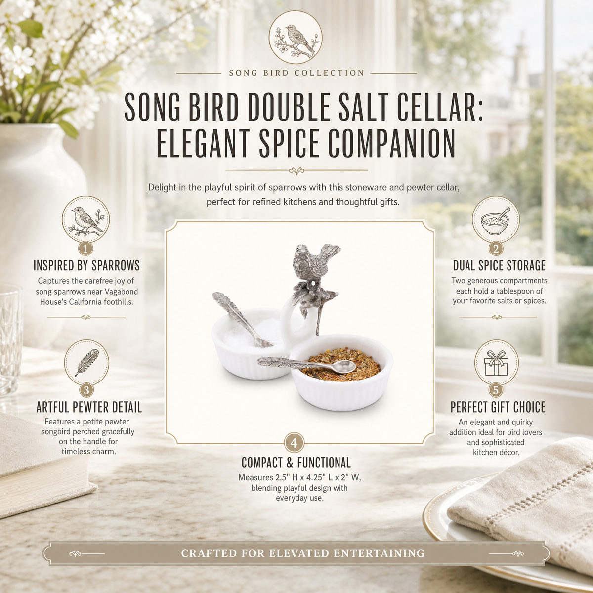 Song Bird Dbl Salt Cellar