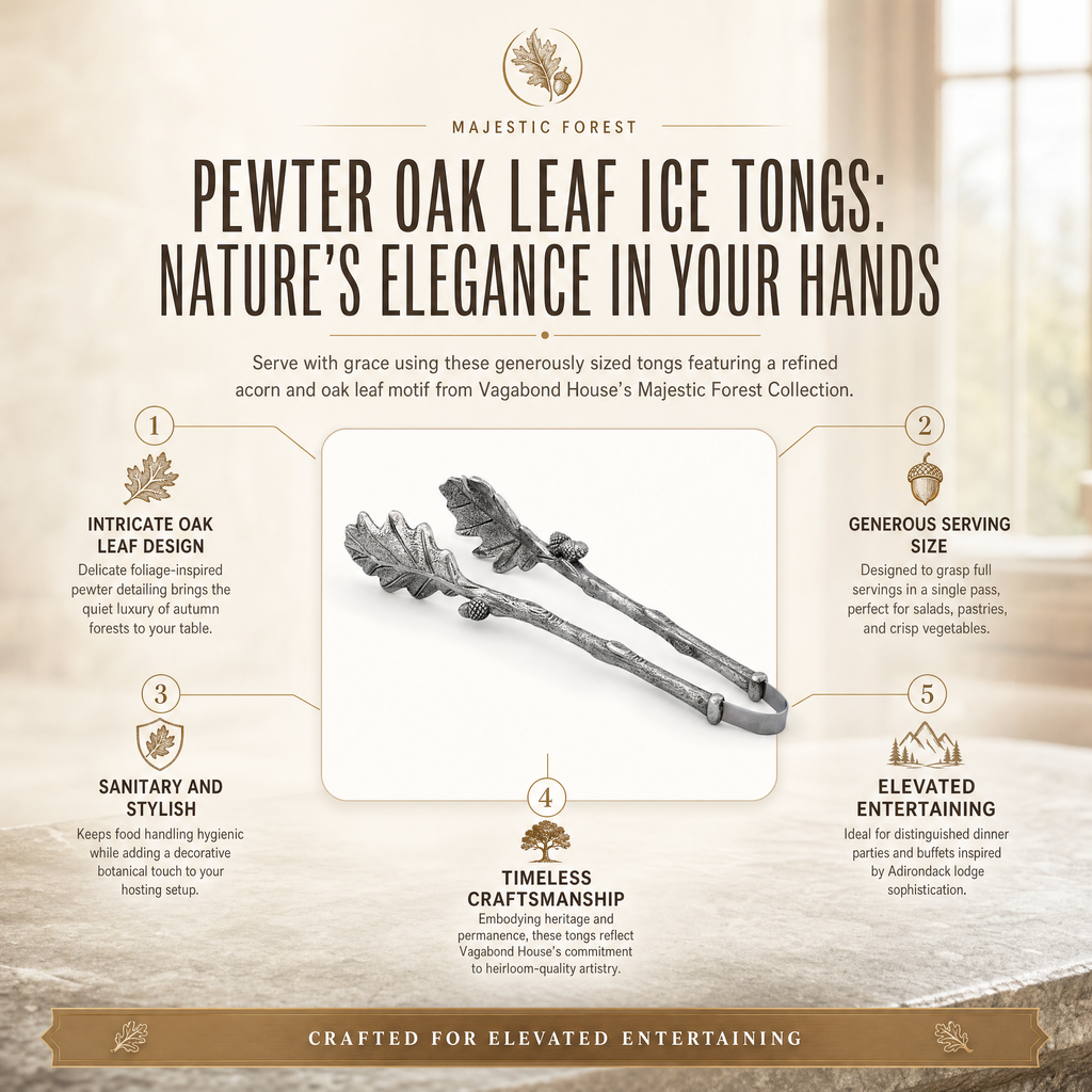 Pewter Oak Leaf Pattern Ice / Bread Tongs