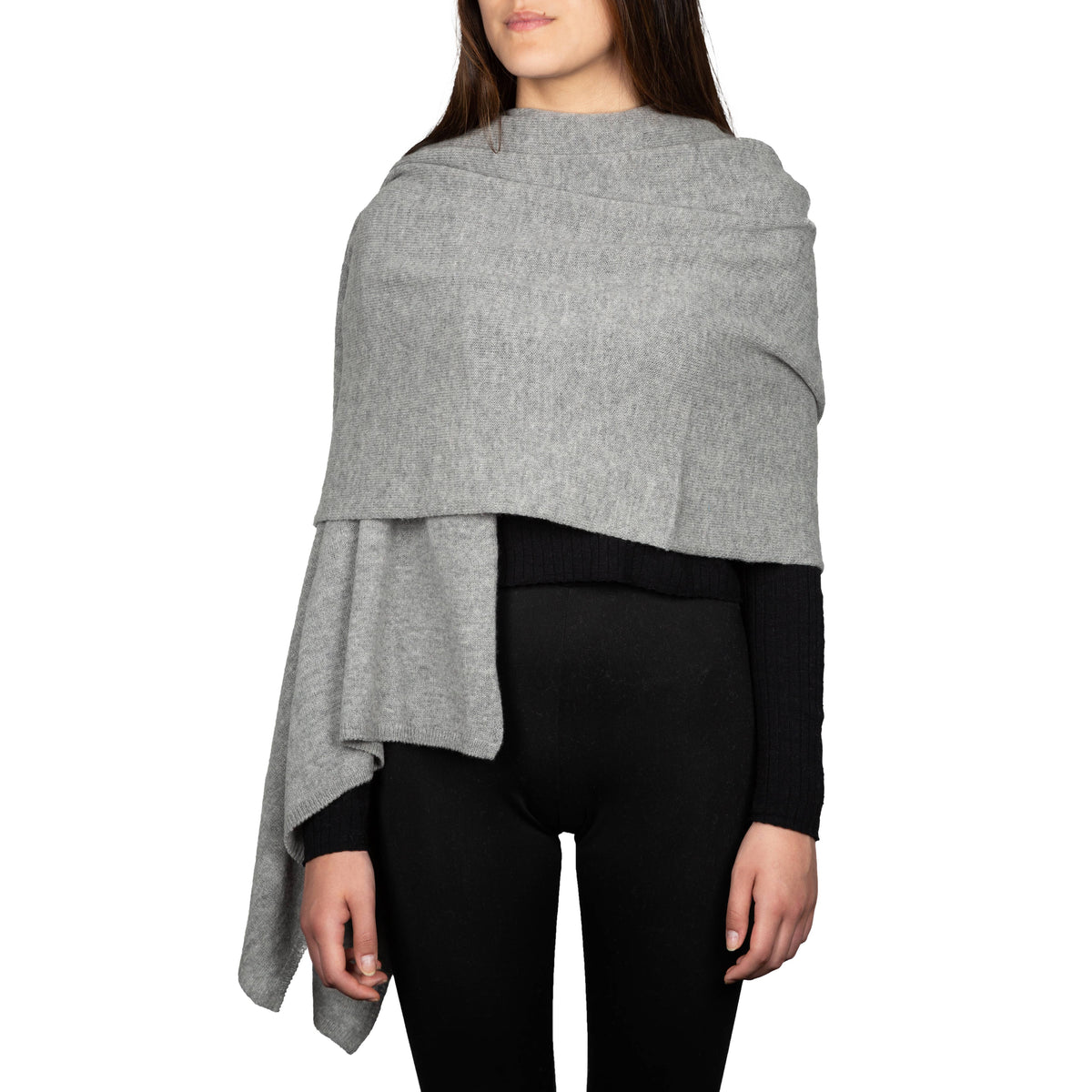 Benny Top - Classic pure cashmere stole for women: Nero