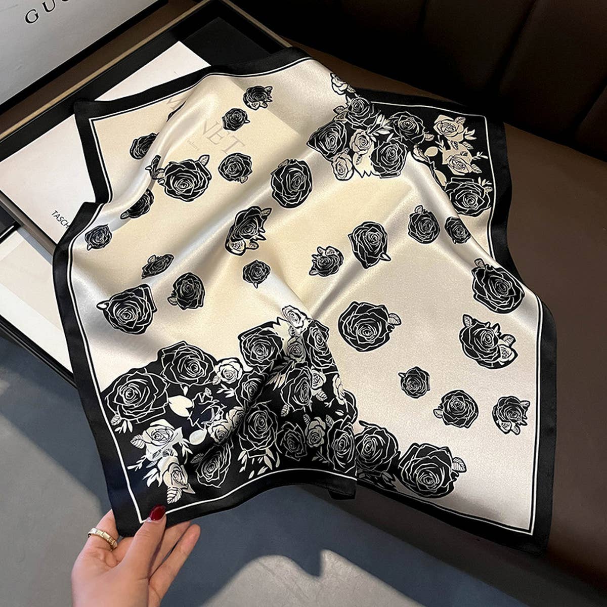 Silk Square Scarf - Mulberry Silk, Elegant Design_CWASC0536