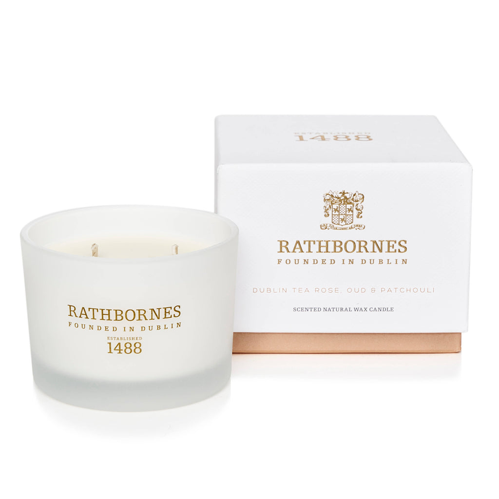 Dublin Tea Rose, Oud & Patchouli Scented Classic Candle