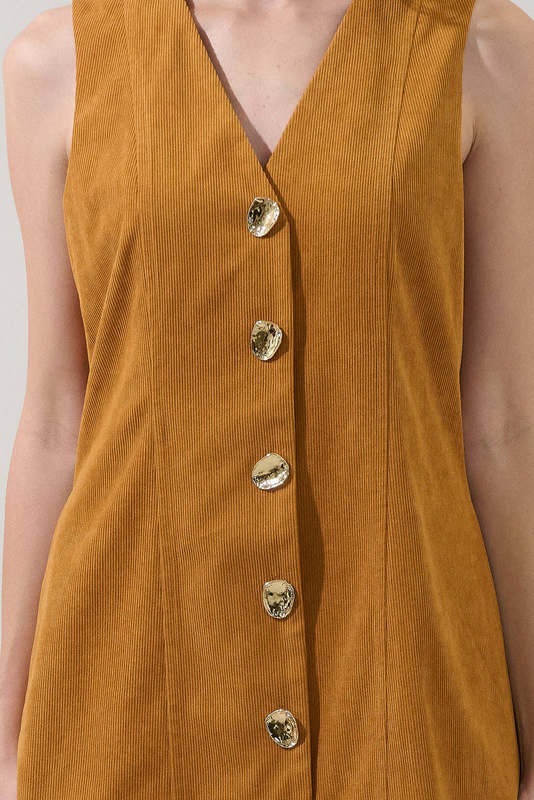 Lenard Corduroy Button Mini Dress