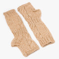 Thelma - Cable-knit arm warmers in alpaca-wool blend, Women's: Cammello / Taglia Unica