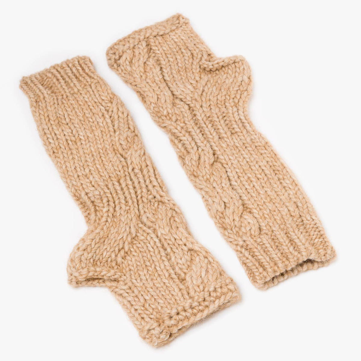 Thelma - Cable-knit arm warmers in alpaca-wool blend, Women's: Medium Grey / One Size