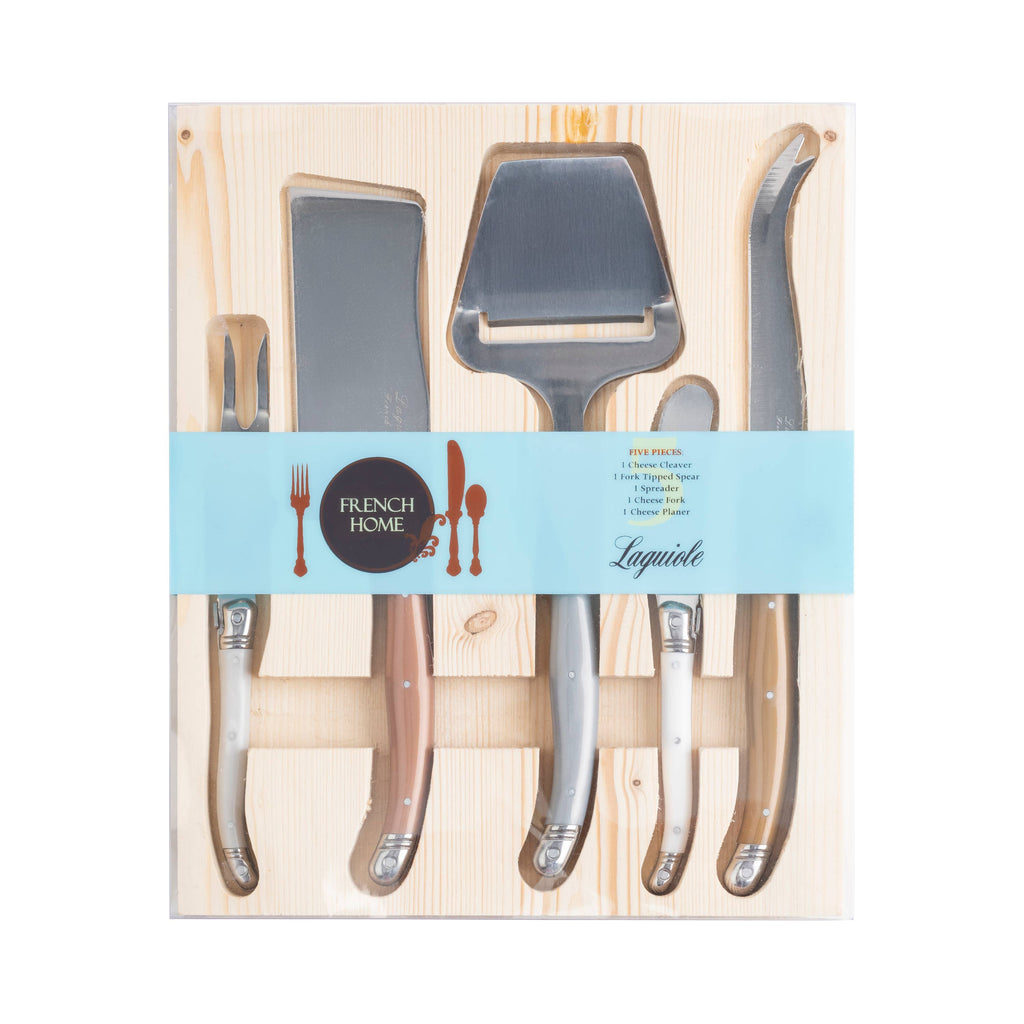 Laguiole 5 Piece Cheese Knife & Slicer Set Mixed Metals