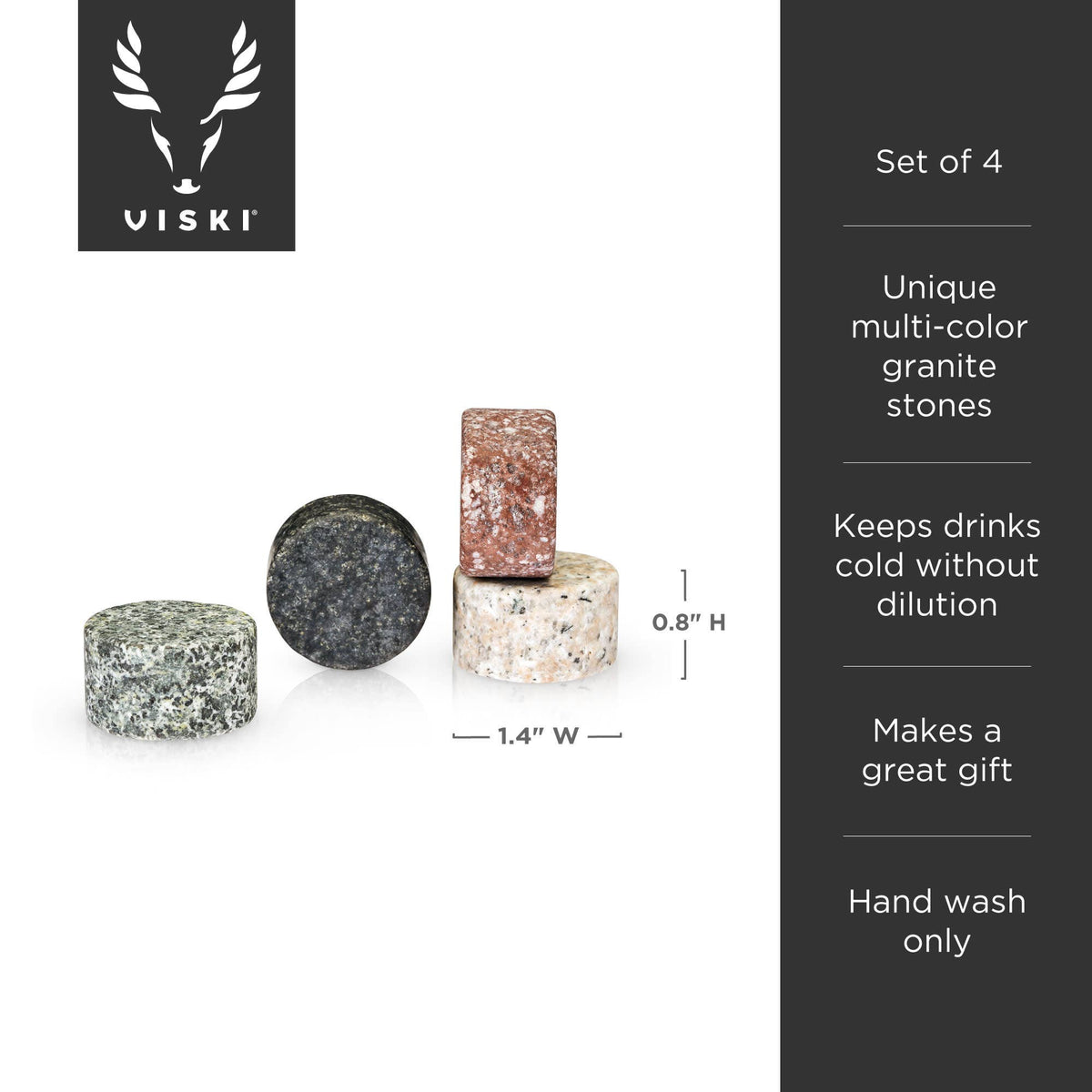Glacier Rocks® Multicolor Granite Chilling Stones Set of 4