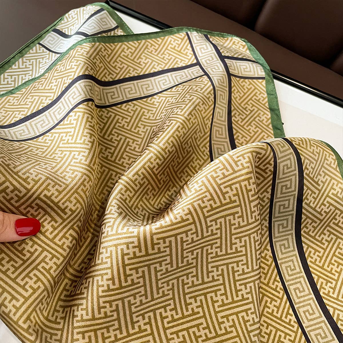 Silk Square Scarf - Maze Print Summer Wrap_CWASC0611