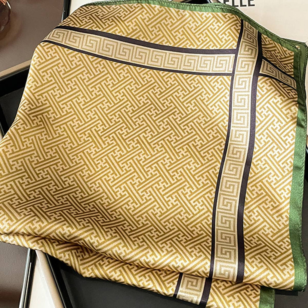 Silk Square Scarf - Maze Print Summer Wrap_CWASC0611