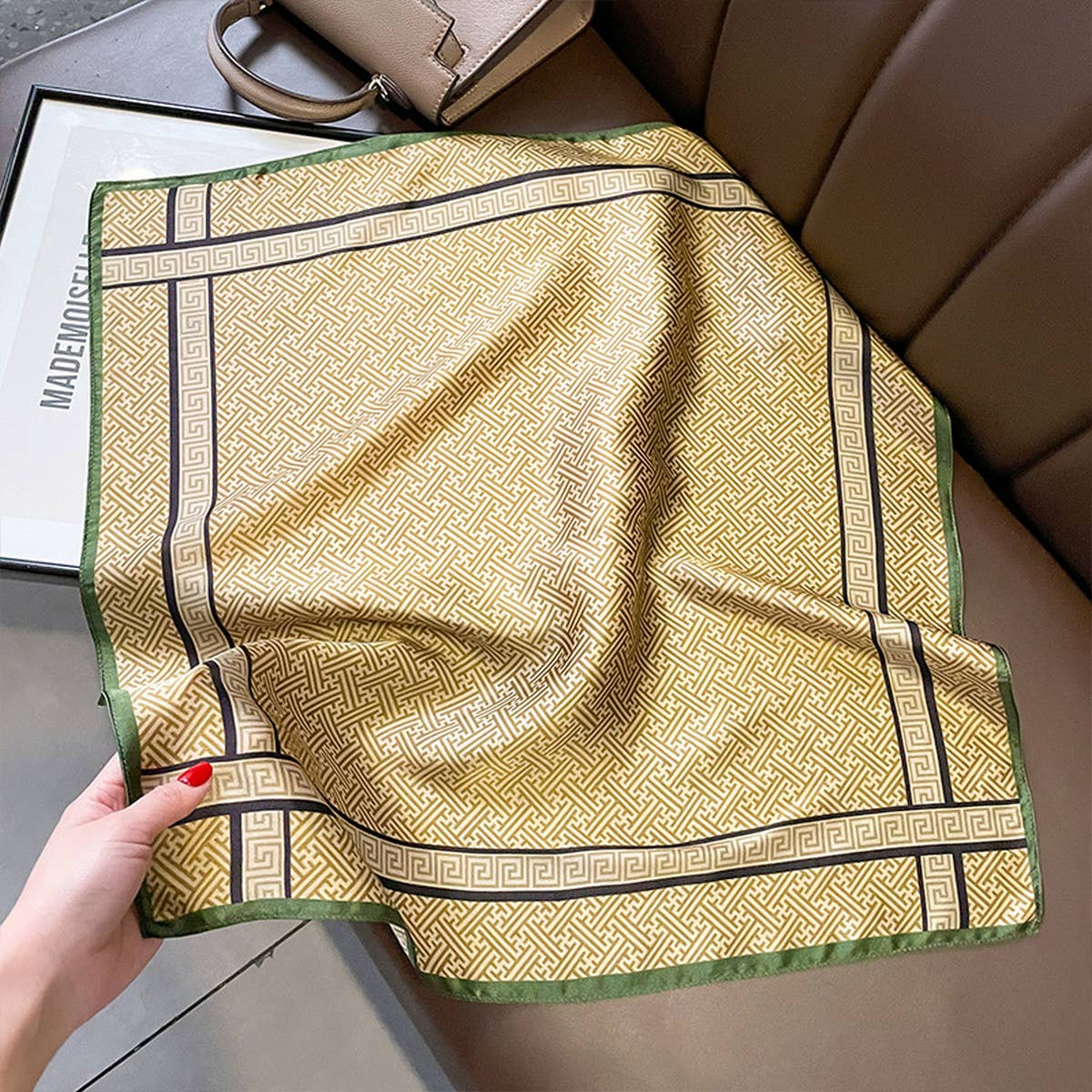 Silk Square Scarf - Maze Print Summer Wrap_CWASC0611