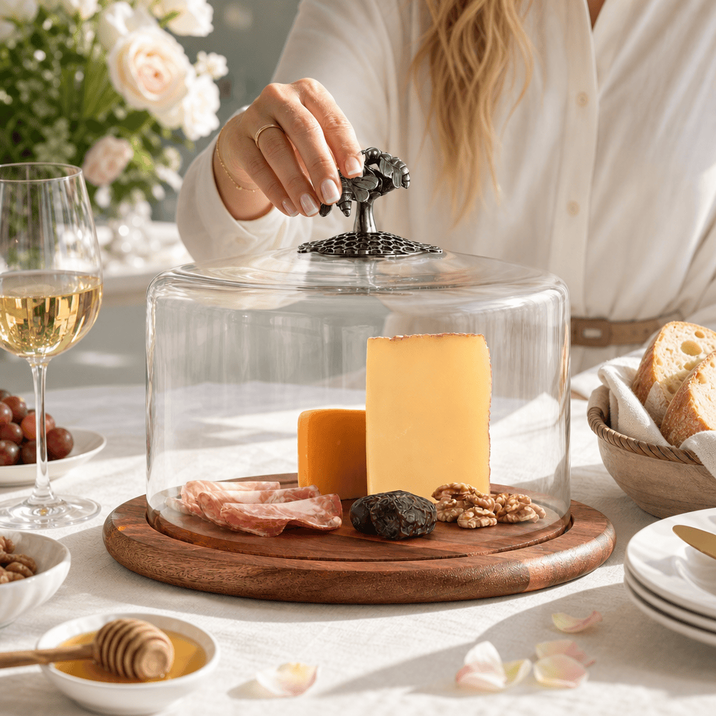 Honey Bee Glass Covered Cheese Wood Board