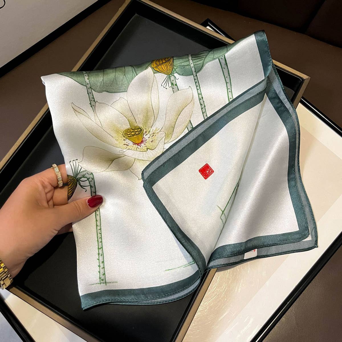 Silk Camellia Scarf - Versatile Sun Protection_CWASC0545