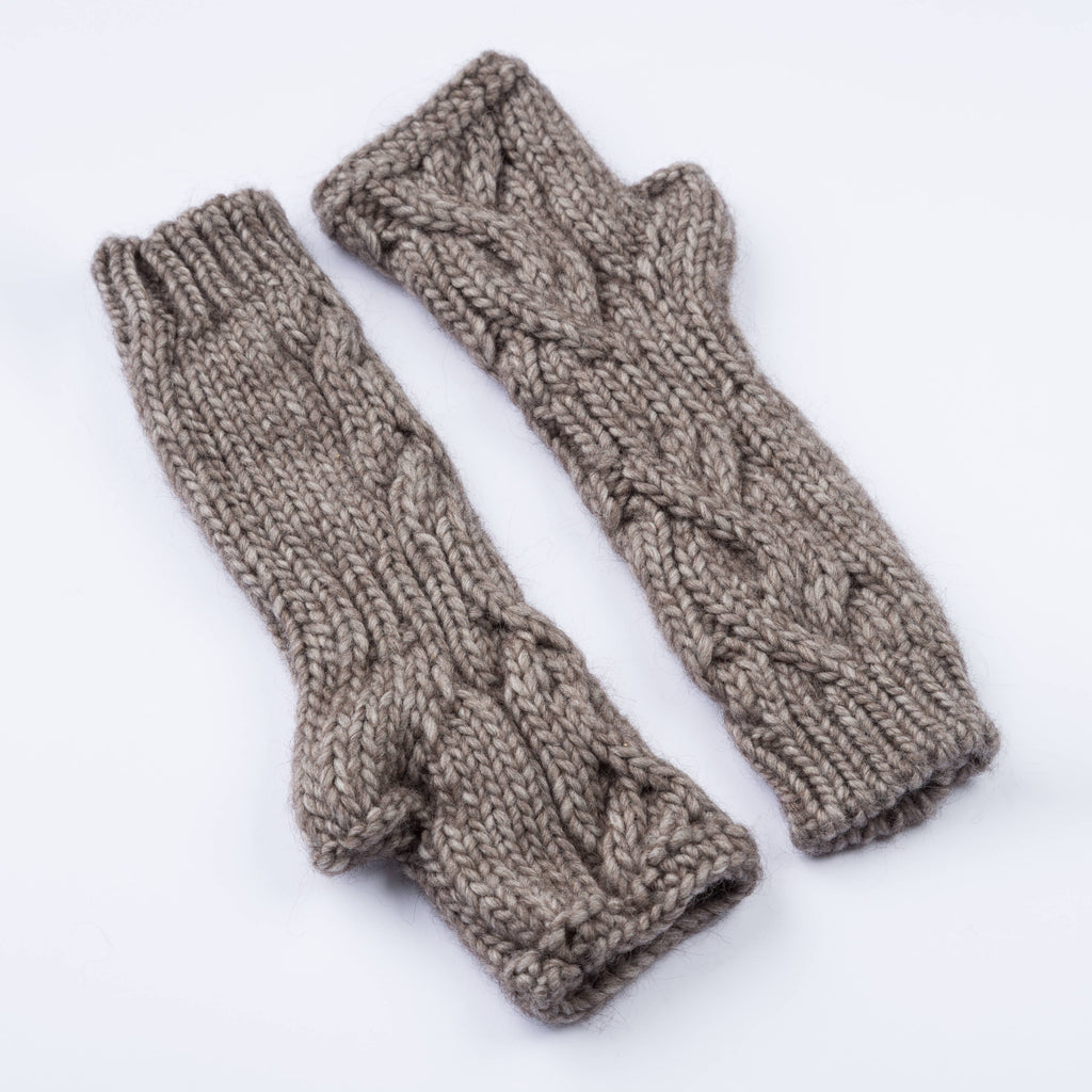 Thelma - Cable-knit arm warmers in alpaca-wool blend, Women's: Nero / Taglia Unica