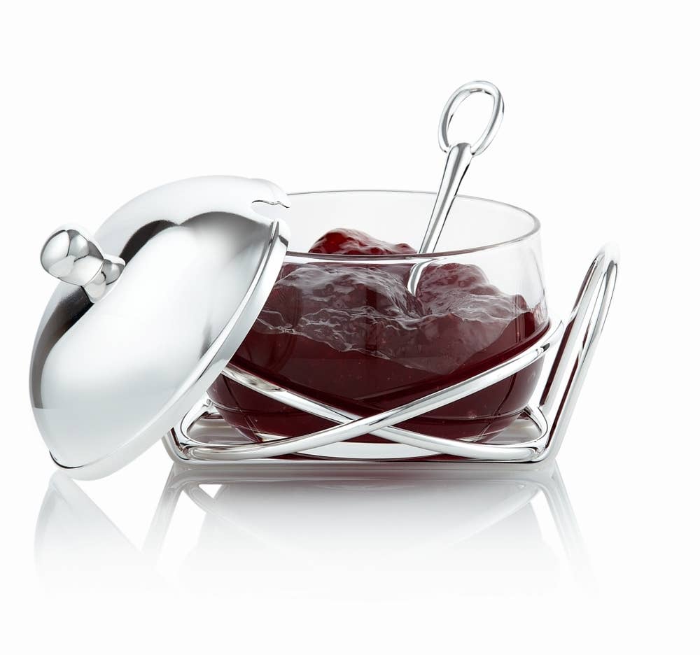 Preserve Dish, Spoon & Rack Silverplated