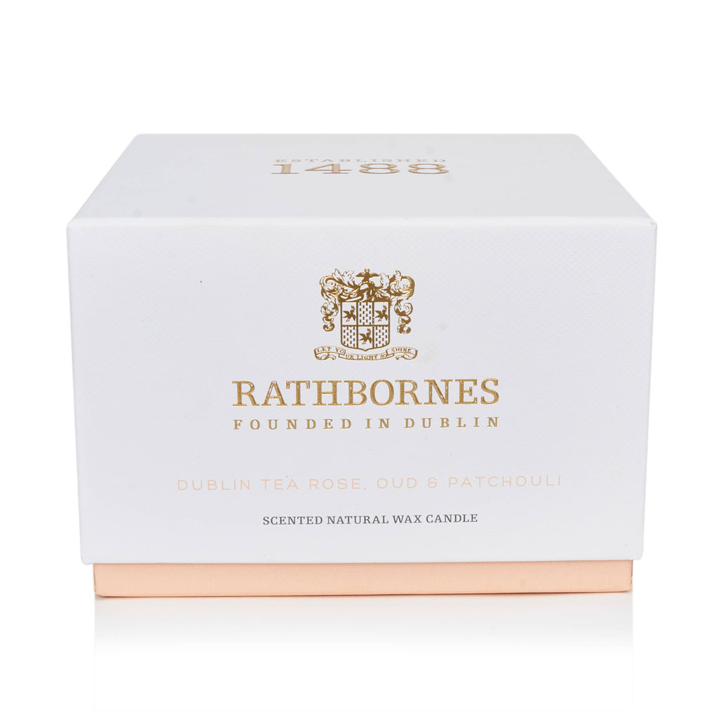 Dublin Tea Rose, Oud & Patchouli Scented Luxury Candle