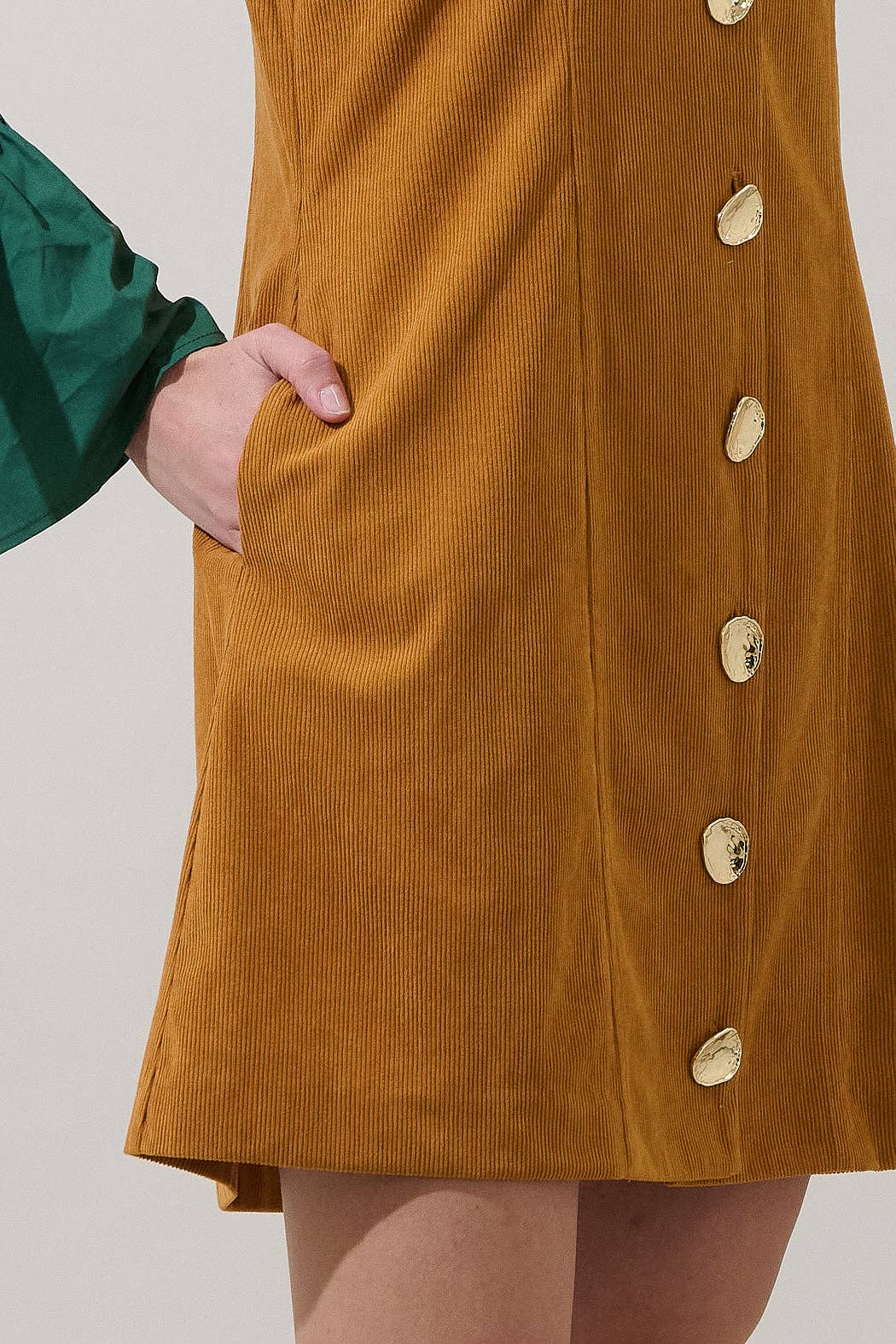Lenard Corduroy Button Mini Dress