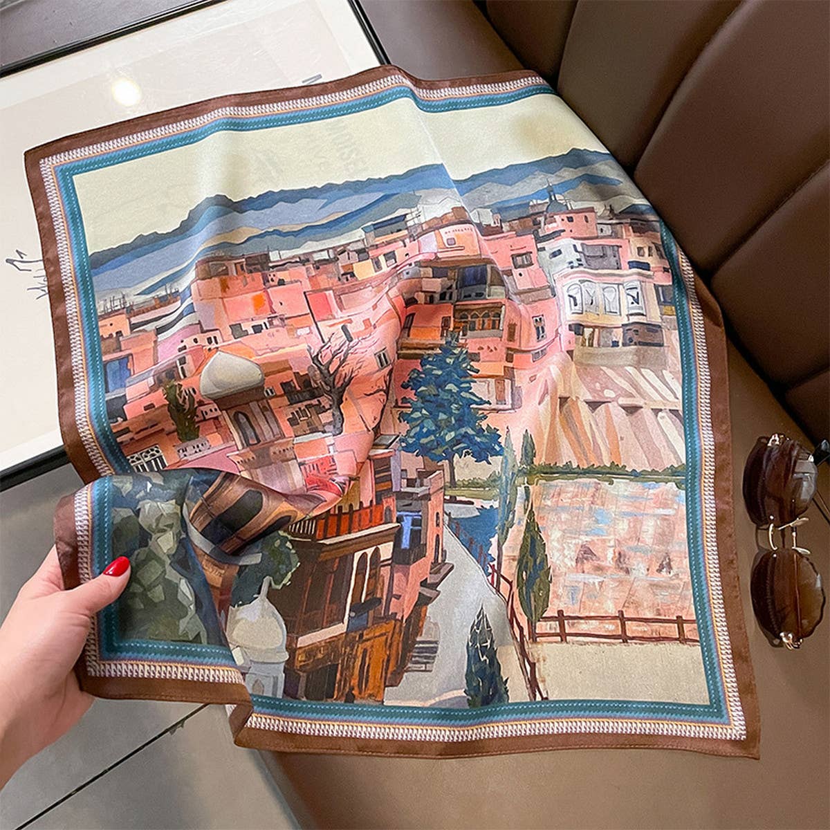 Silk Square Scarf - Spring Oil Painting Print Wrap_CWASC0614