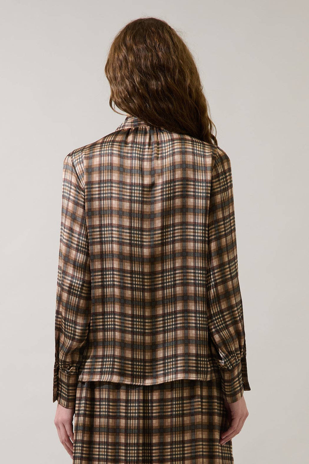 Avielle Button Front Blouse Plaid
