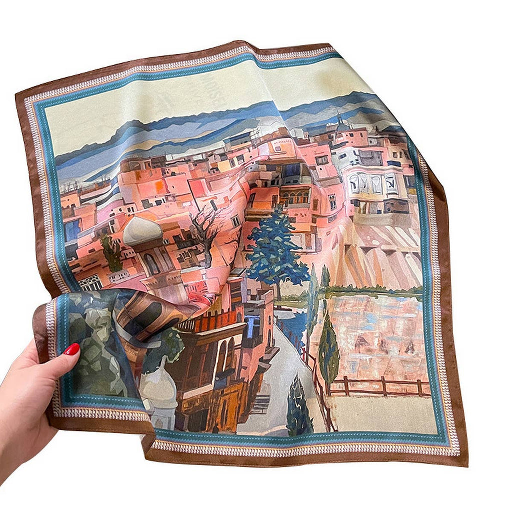Silk Square Scarf - Spring Oil Painting Print Wrap_CWASC0614