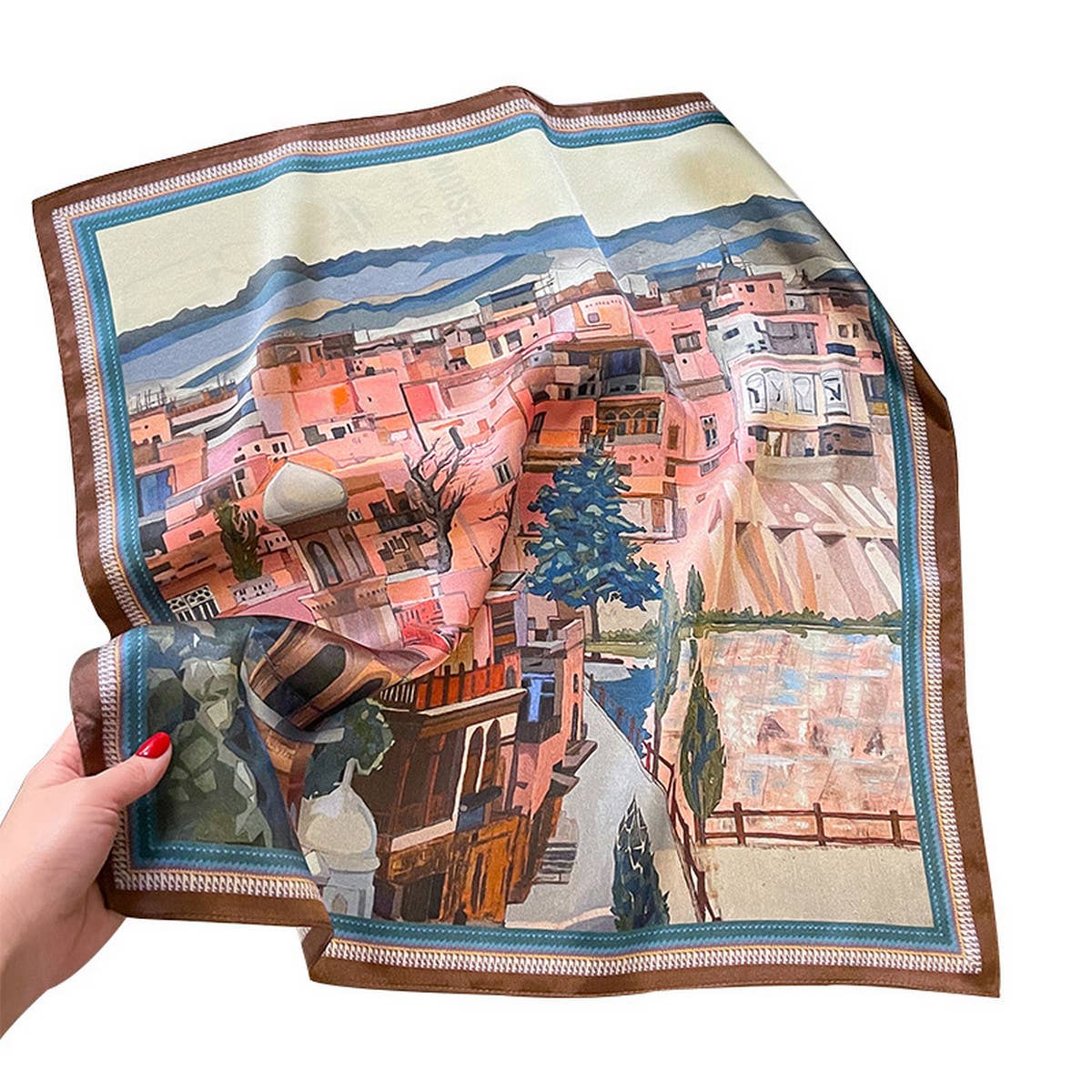 Silk Square Scarf - Spring Oil Painting Print Wrap_CWASC0614