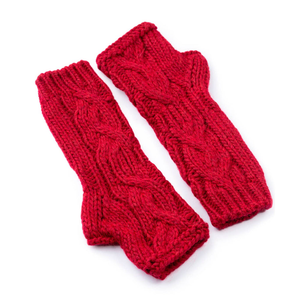 Thelma - Cable-knit arm warmers in alpaca-wool blend, Women's: Medium Grey / One Size