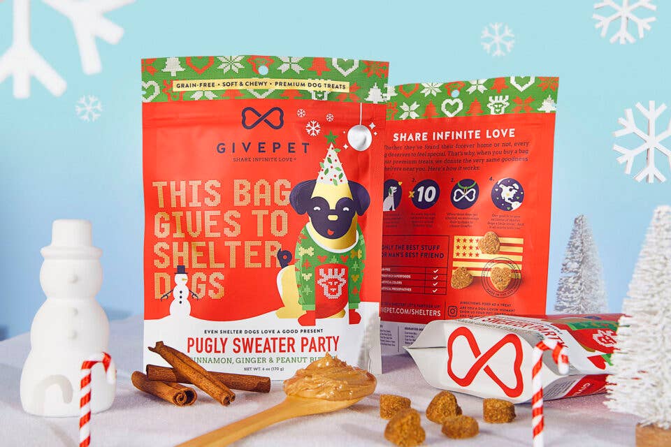 GivePet Pugly Sweater Party Holiday Dog Treat