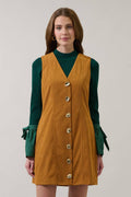 Lenard Corduroy Button Mini Dress