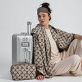 Chains Cotton Travel Blanket and Eye Mask Set Dark Brown