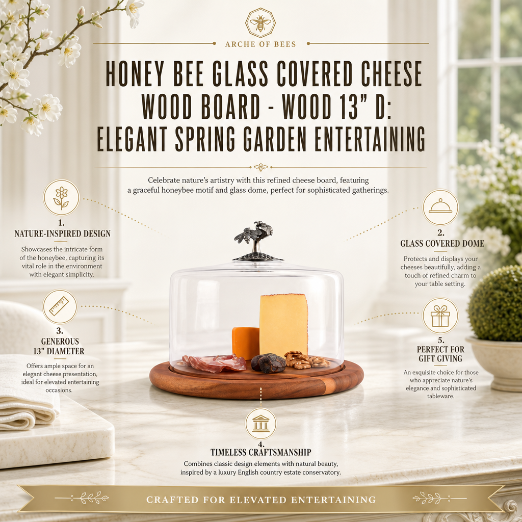 Honey Bee Glass Covered Cheese Wood Board
