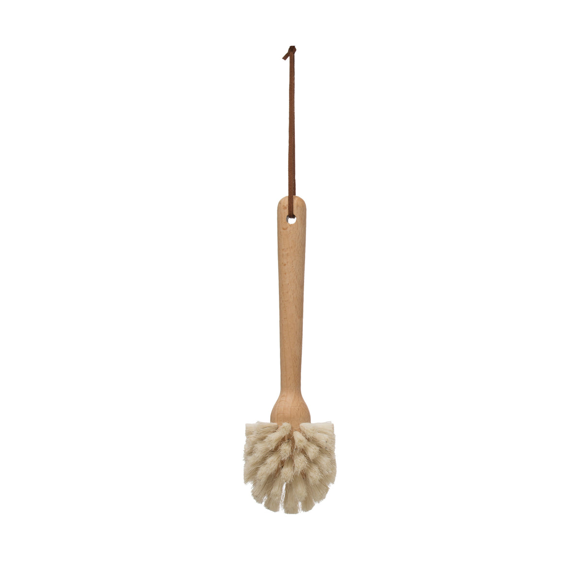 Beech Wood Dish Brush with Leather Strap, 10"L