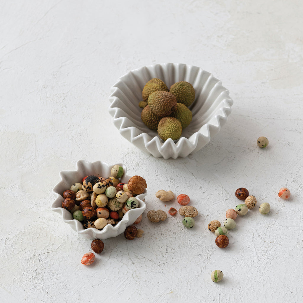 Stoneware Fluted Bowl, White