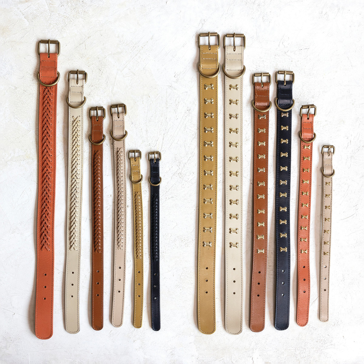 Braided Leather Dog Collar w/ Metal Buckle, Small