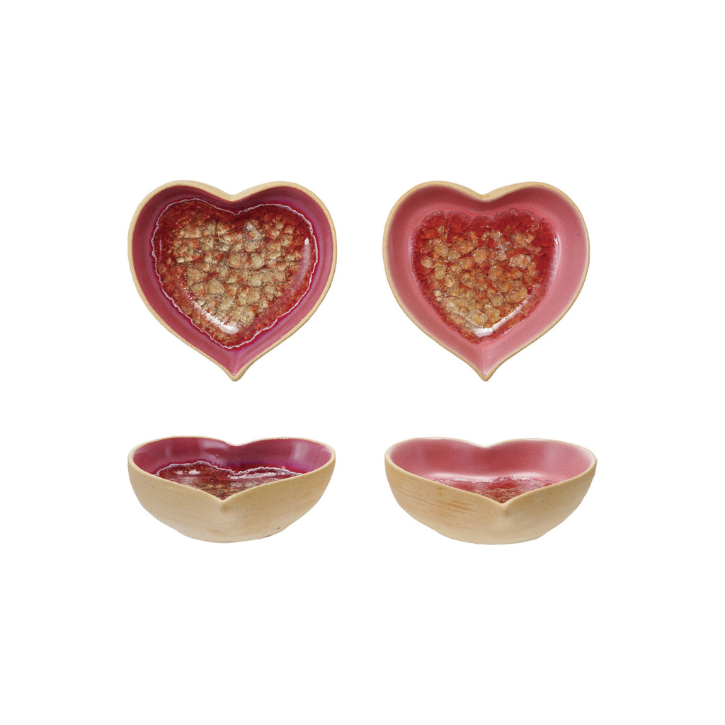 Stoneware Heart Shaped Dish, 2 Colors