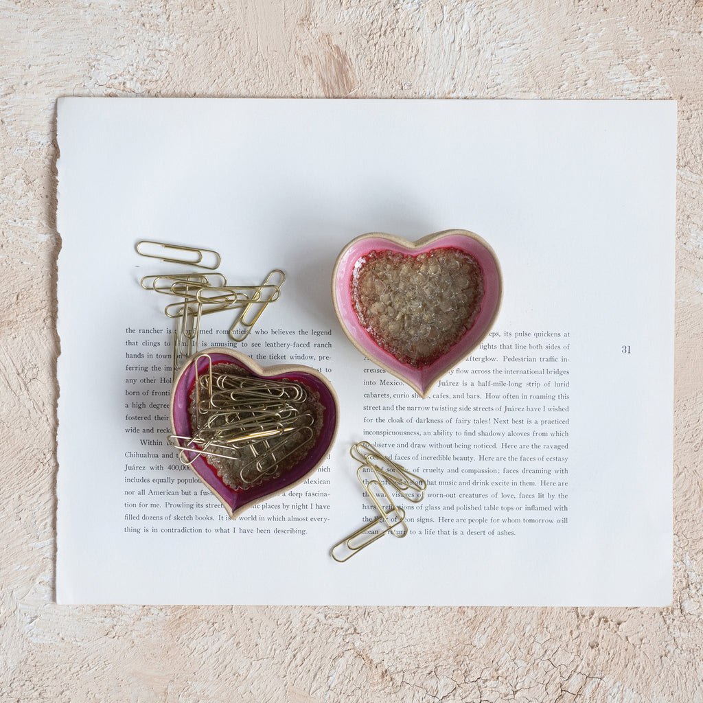 Stoneware Heart Shaped Dish, 2 Colors