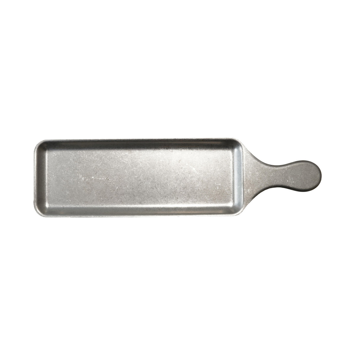 Stainless Steel Serving Tray w/ Handle, Brushed Pewter Finish