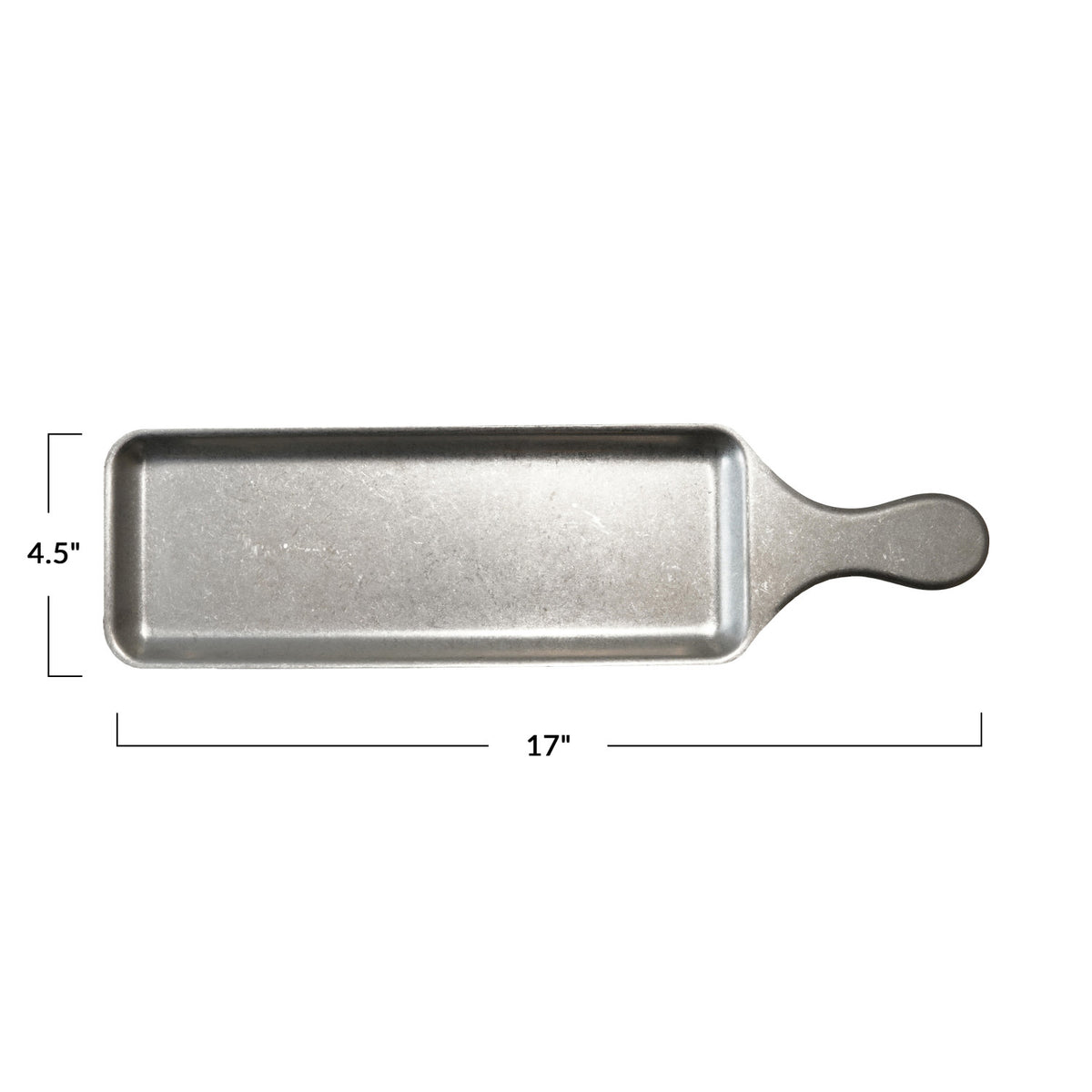 Stainless Steel Serving Tray w/ Handle, Brushed Pewter Finish