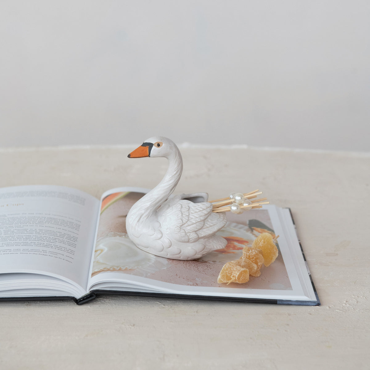 Stoneware Swan Shaped Toothpick Holder