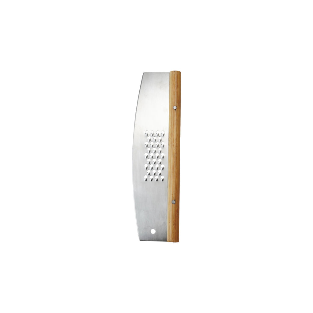 Stainless Steel & Rubberwood Pizza Cutter w/ Grater, Natural