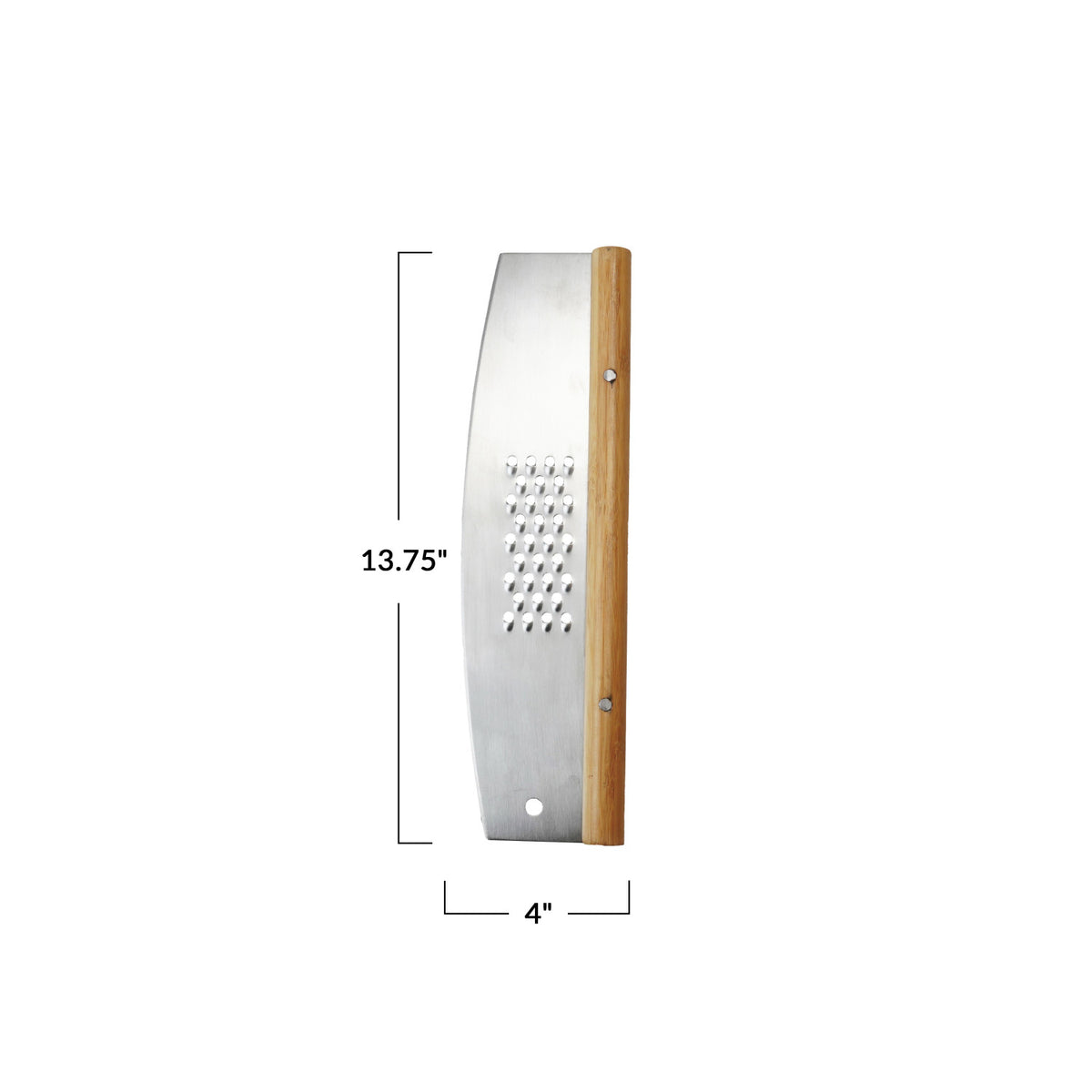 Stainless Steel & Rubberwood Pizza Cutter w/ Grater, Natural