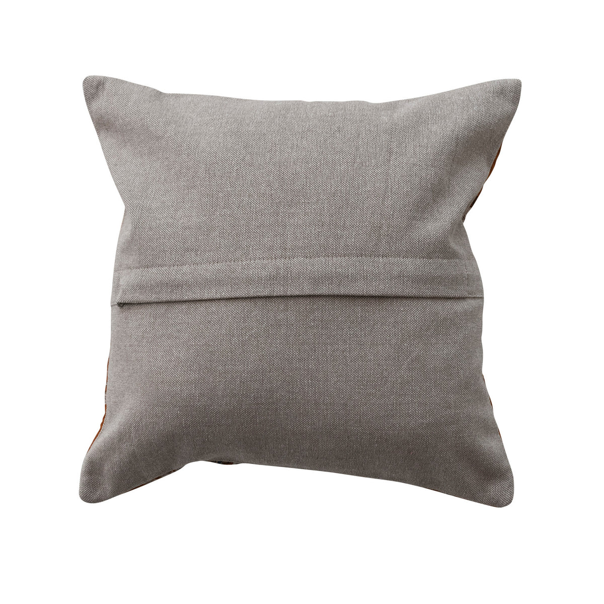 12" Square Cotton Voile Pillow with Florals, Hand-Embroidered Kantha Stitch & Chambray Back
