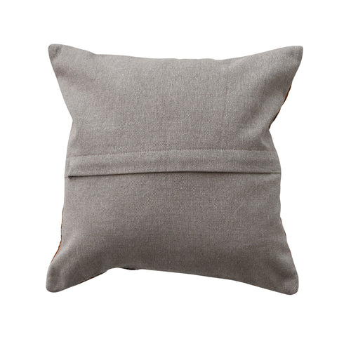 12" Square Cotton Voile Pillow with Florals, Hand-Embroidered Kantha Stitch & Chambray Back