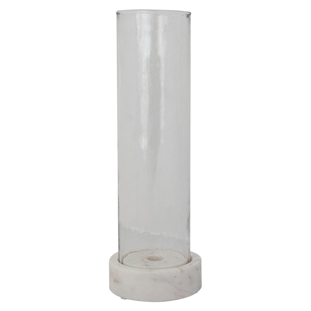 Glass Hurricane with Marble Base Taper Holder